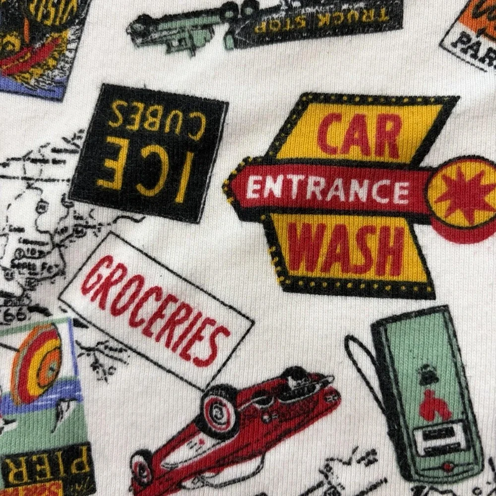 Vintage Leapin' Lizard Kids Pajama Top Size 8 Route 66 Road Trip Graphics USA